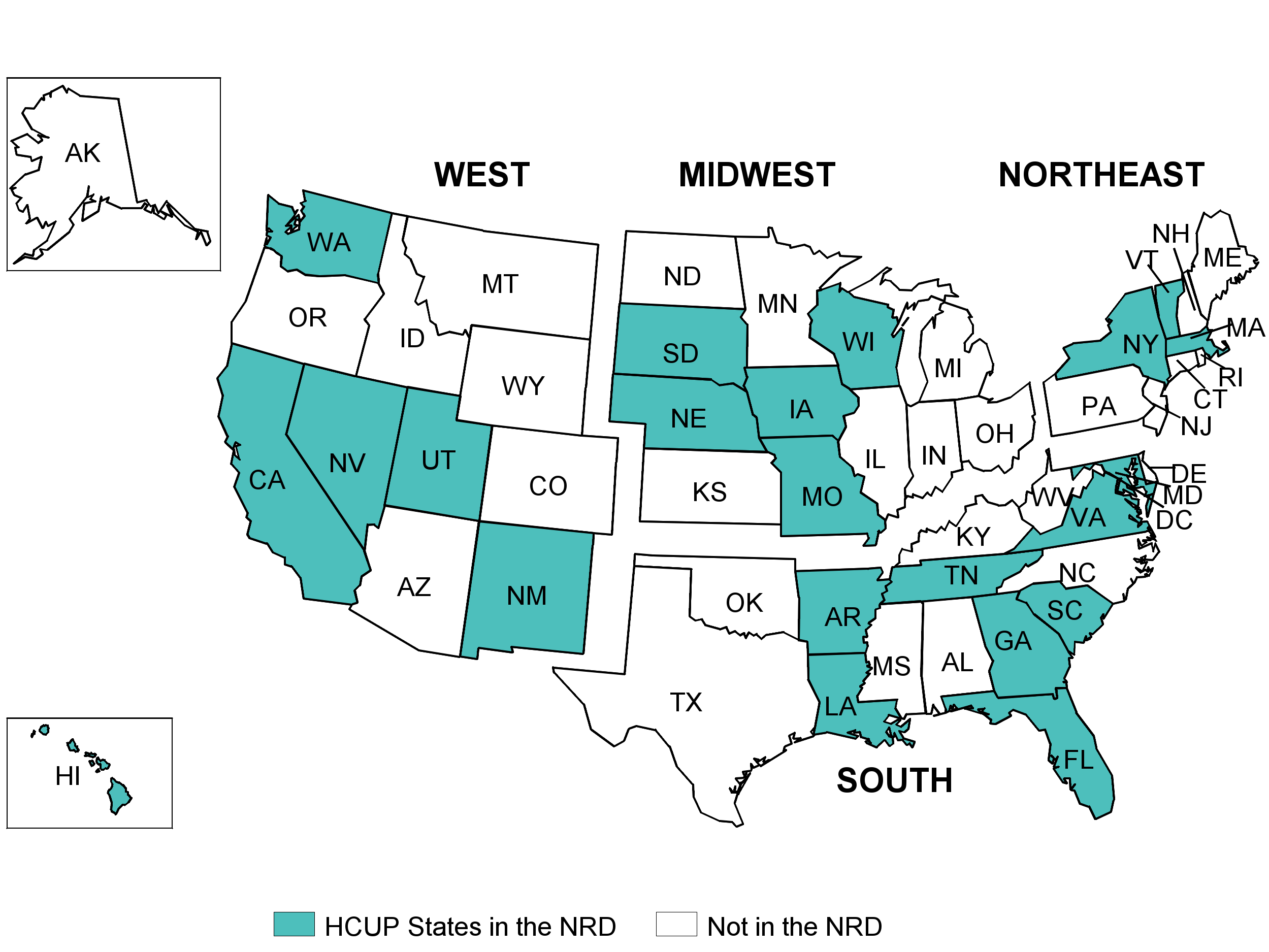 Figure A.1: Map of United States showing states participating in 2014 NRD