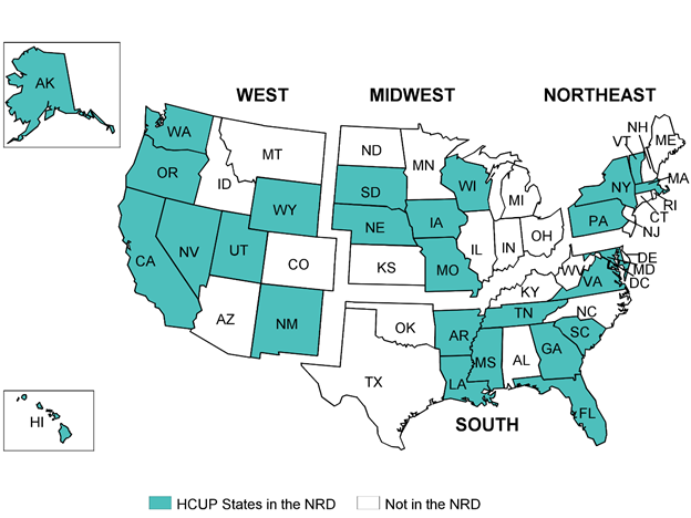 Figure A.1: Map of United States showing states participating in 2015 NRD